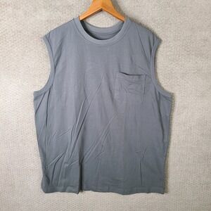 Boulder Creek Shirt‎ Mens 2XL Big Gray Cotton Pocket Muscle Tank Top Sleeveless